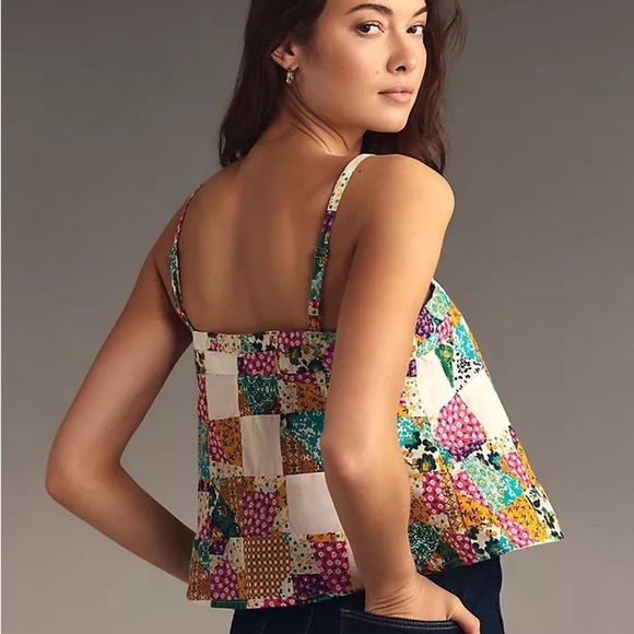 NWT Anthropologie/Pilcro Patchwork Spaghetti Strap Boxy Tank - Picture 2 of 13